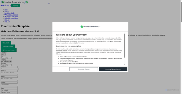 Security scan screenshot of https://invoicemaker.com.co/language/en