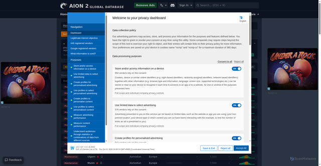 Security scan screenshot of https://aion2.gaming.tools/server-status