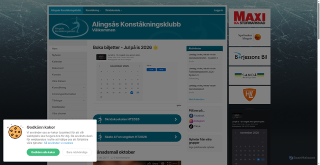 Security scan screenshot of https://alingsaskk.se