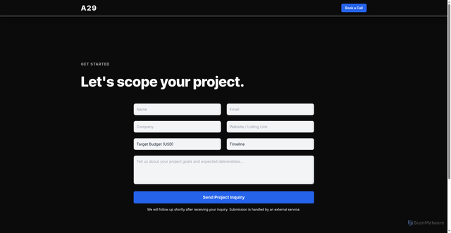 Security scan screenshot of https://a29media.com/