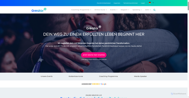 Security scan screenshot of https://greator.com