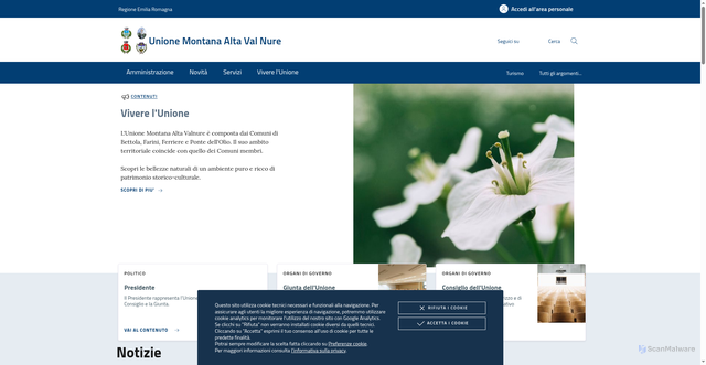 Security scan screenshot of https://www.unionealtavalnure.it/
