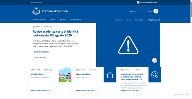 Security scan screenshot of https://www.comune.sedrina.bg.it