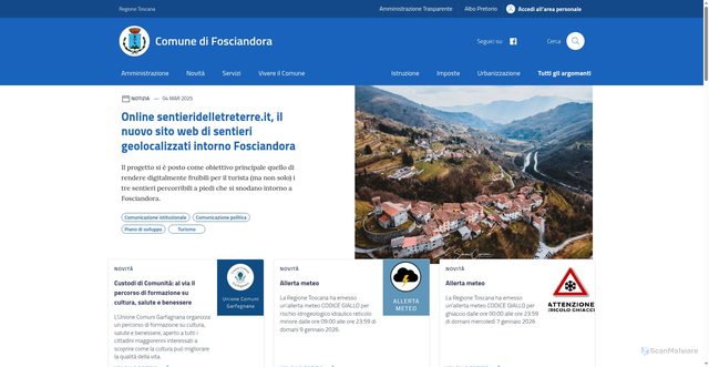 Security scan screenshot of https://comune.fosciandora.lu.it/