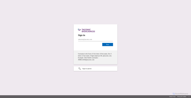 Security scan screenshot of https://taconicbiosciences-my.sharepoint.com