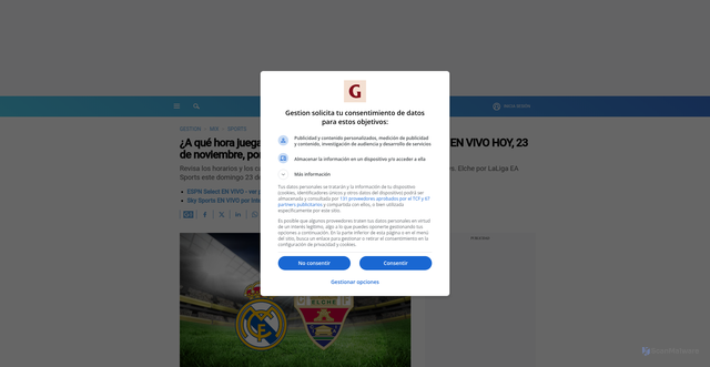Security scan screenshot of https://gestion.pe/mix/sports/a-que-hora-juega-y-que-canal-transmite-real-madrid-vs-elche-en-vivo-hoy-23-de-noviembre-por-laliga-ea-sports-horarios-y-tv-nnda-nnrt-noticia/
