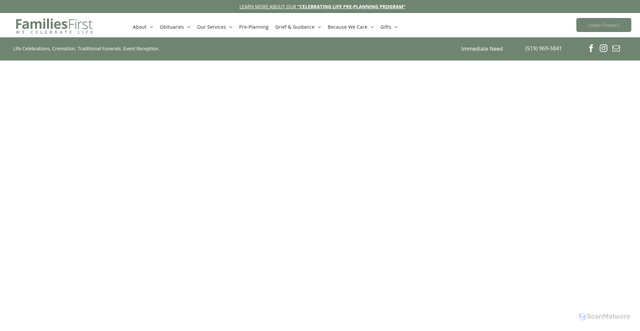 Security scan screenshot of https://www.familiesfirst.ca/memorials/blair-lefler/5686031/