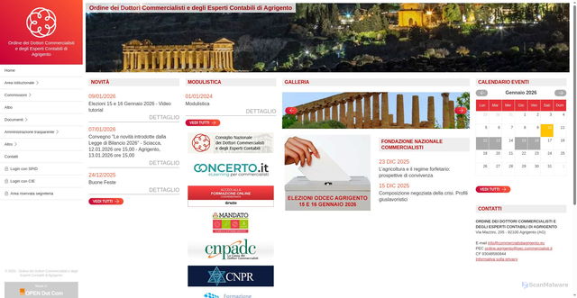 Security scan screenshot of https://www.odcecagrigento.it/