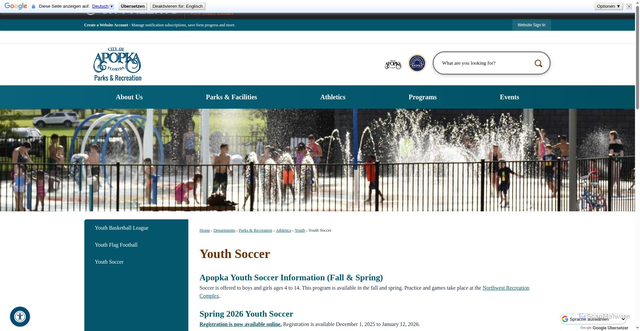 Security scan screenshot of https://www.apopka.gov/soccer