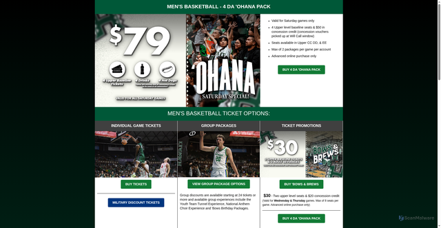 Security scan screenshot of https://app.hawaiiathletics.com/MBBTickets