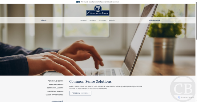 Security scan screenshot of https://www.thecommercialbank.net/