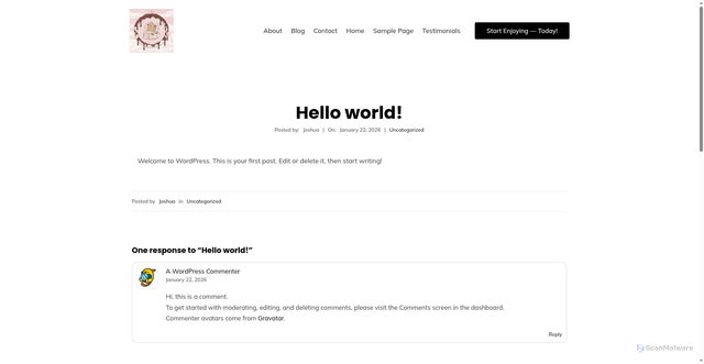 Security scan screenshot of https://cloudycapy.com/hello-world/