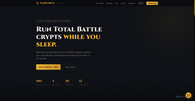 Security scan screenshot of http://www.warforge.org/