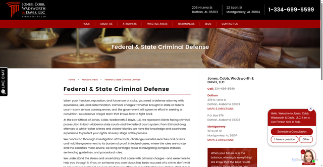 Security scan screenshot of https://www.jonescobb.com/practice-areas/federal-state-criminal-defense/
