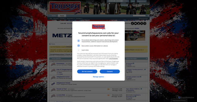 Security scan screenshot of https://forumtriumphchepassione.com