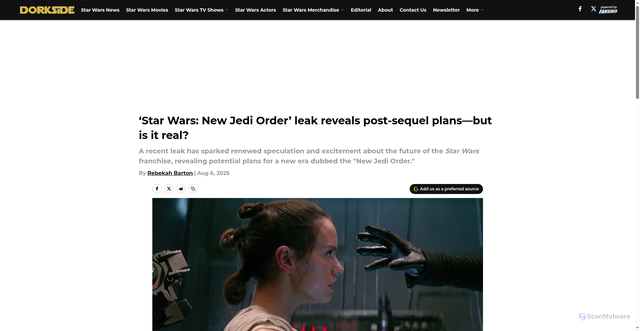 Security scan screenshot of https://dorksideoftheforce.com/star-wars-new-jedi-order-leak-reveals-post-sequel-plans-but-is-it-real-01k20h78n1cs