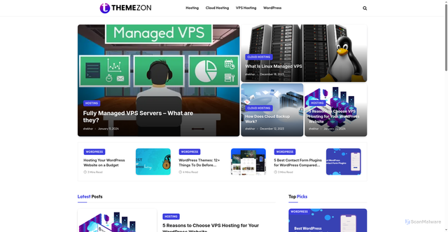 Security scan screenshot of https://themezon.net