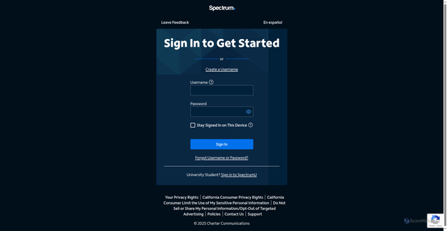 Security scan screenshot of https://watch.spectrum.net/