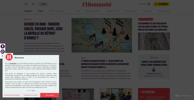 Security scan screenshot of https://www.humanite.fr