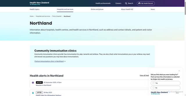 Security scan screenshot of https://info.health.nz/northlanddhb-org-nz