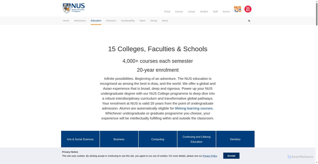 Security scan screenshot of https://nus.edu.sg/education