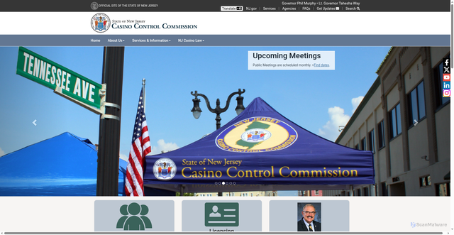 Security scan screenshot of https://www.nj.gov/casinos/