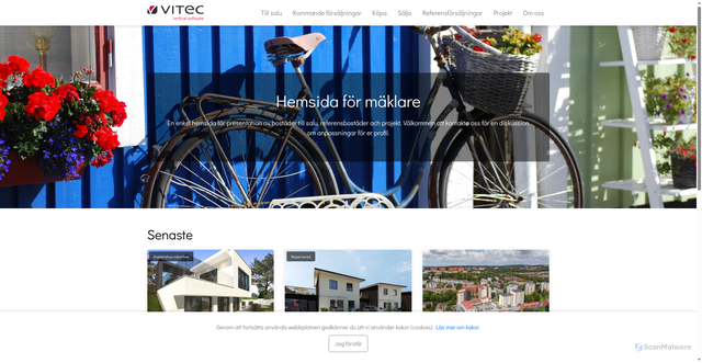 Security scan screenshot of https://hemsida.maklare.vitec.net/