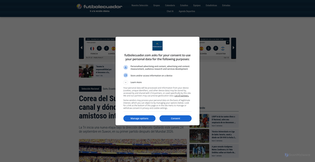 Security scan screenshot of https://mundial.futbolecuador.com/corea-del-sur-vs-ecuador-horarioa-canal-y-donde-ver-en-vivo-el-amistoso-internacional/171132
