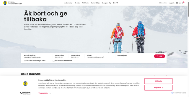 Security scan screenshot of https://www.svenskaturistforeningen.se/