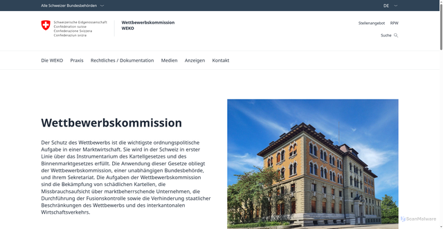 Security scan screenshot of http://www.wettbewerbskommission.ch