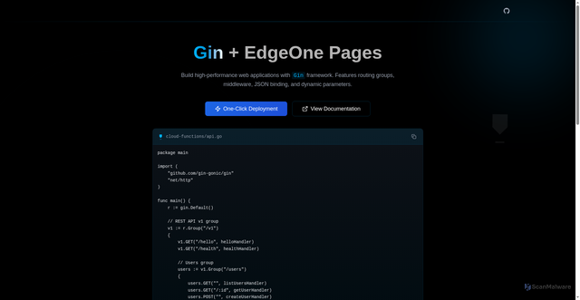 Security scan screenshot of https://go-gin-template-5586h74h0y.edgeone.app/