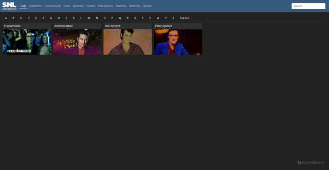 Security scan screenshot of https://www.snlarchives.net/Cast/