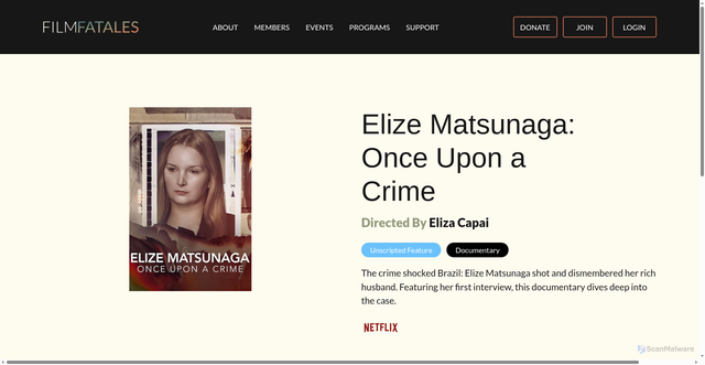 Security scan screenshot of https://filmfatales.org/programs/streaming-library/elize-matsunaga-once-upon-a-crime/
