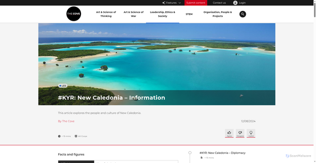 Security scan screenshot of https://cove.army.gov.au/article/kyr-new-caledonia-information