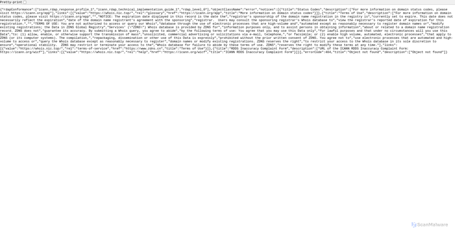 Security scan screenshot of whois.nic.top