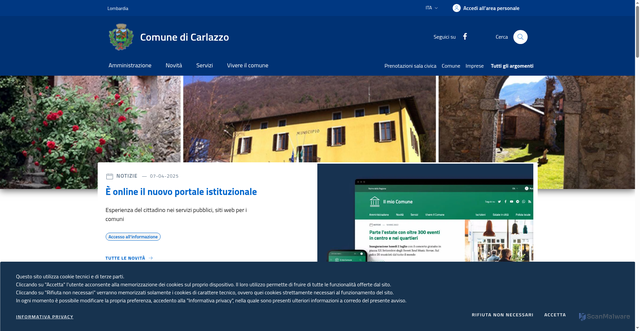 Security scan screenshot of https://www.comune.carlazzo.co.it/