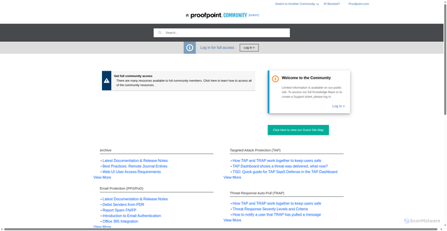 Security scan screenshot of proofpoint.my.site.com
