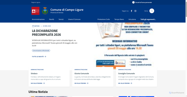 Security scan screenshot of https://www.comune.campo-ligure.ge.it