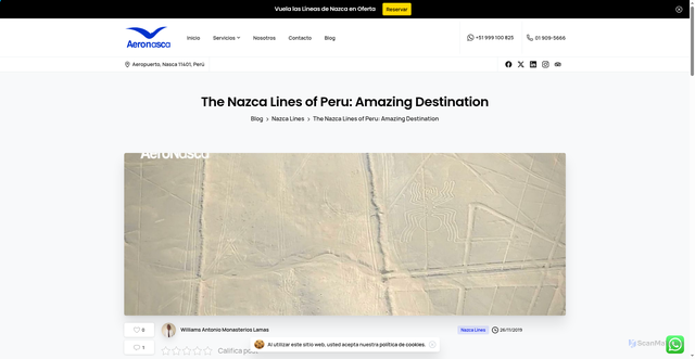 Security scan screenshot of https://www.aeronasca.com/the-nazca-lines-of-peru/