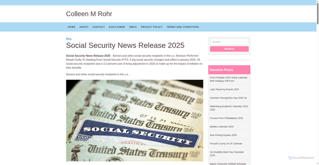 Security scan screenshot of https://colleenmrohrv.pages.dev/kklus-social-security-news-release-2025-qwmqv/