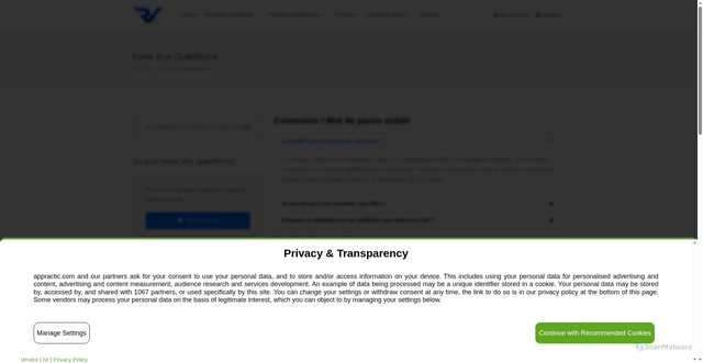 Security scan screenshot of https://appractic.com/foire-aux-questions/