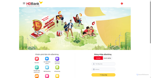 Security scan screenshot of https://ebanking.hdbank.vn