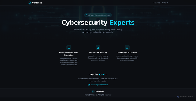 Security scan screenshot of https://vantasec.se