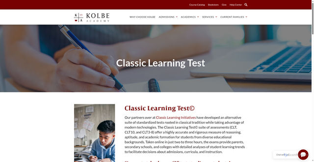 Security scan screenshot of https://www.kolbe.org/services/testing-services/classic-learning-test