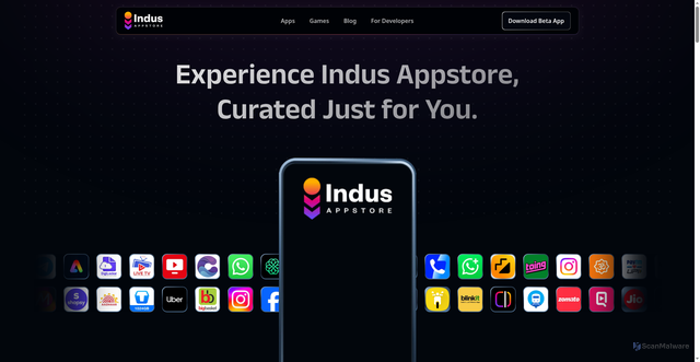 Security scan screenshot of https://indusappstore.com