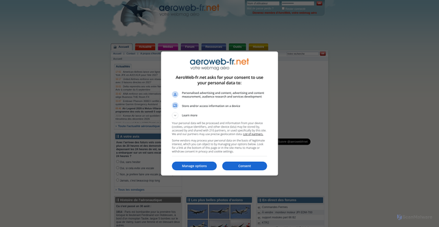 Security scan screenshot of aeroweb-fr.net