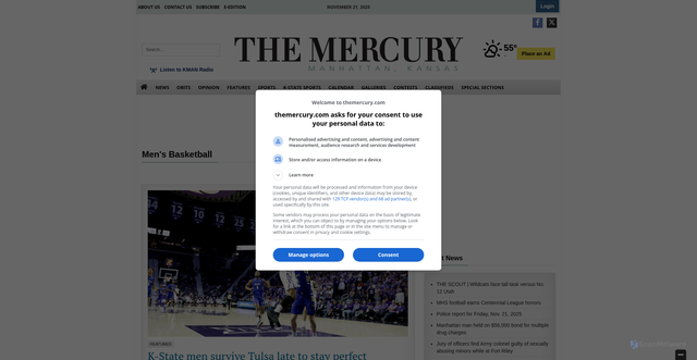 Security scan screenshot of https://themercury.com/k_state_sports/mens_basketball/