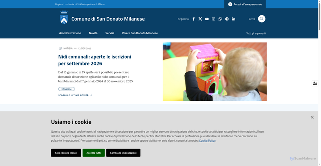 Security scan screenshot of https://www.comune.sandonatomilanese.mi.it/