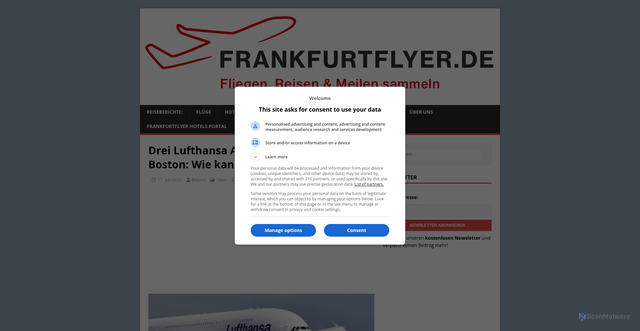 Security scan screenshot of https://frankfurtflyer.de/drei-lufthansa-airbus-a380-gleichzeitig-in-boston-wie-kann-so-etwas-passieren/