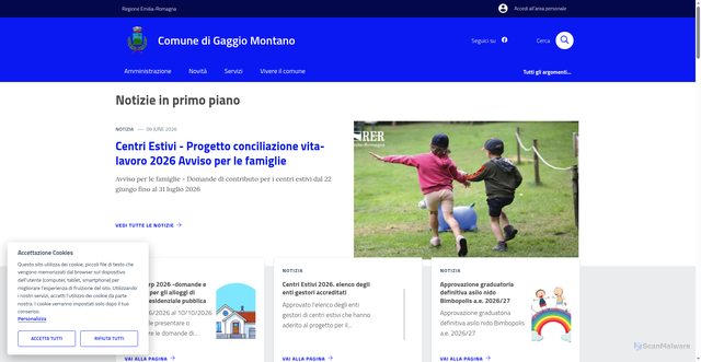 Security scan screenshot of https://www.comune.gaggio-montano.bo.it